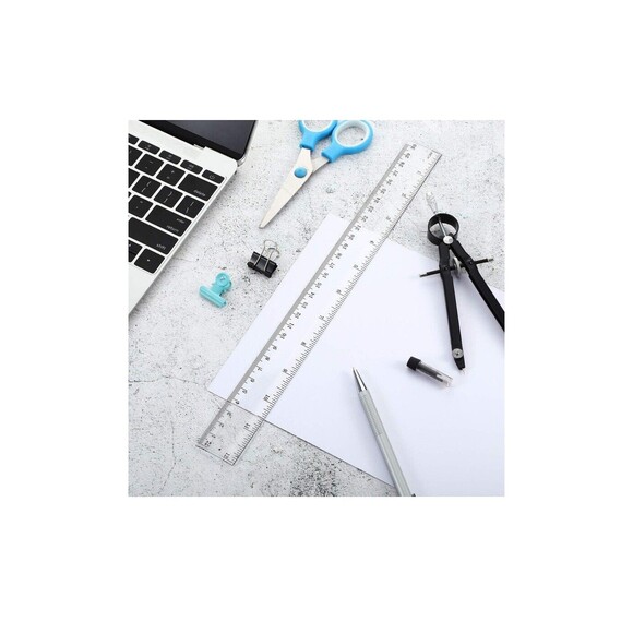 EBOOT 20 Pack Clear Plastic Ruler 12 Inch Straight Flexible clear - Picture 7 of 8